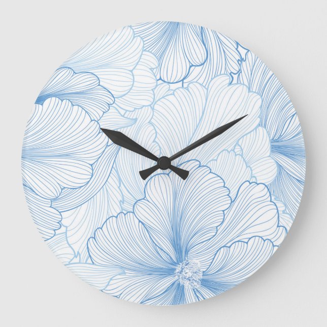Vintage Peony: Floral Seamless Pattern Large Clock (Front)