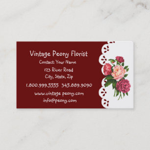 Vintage Peony Florist Shop Flower Floral Business Card