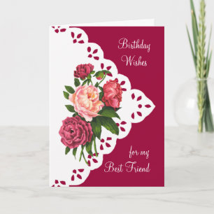 Vintage Peony Flower for Best Friend Birthday Card