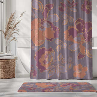 Vintage Peony Flowers Mauve Peach Plum Shower Curtain