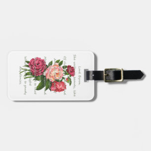 Vintage Peony Flowers Romantic Byron Poem Luggage Tag