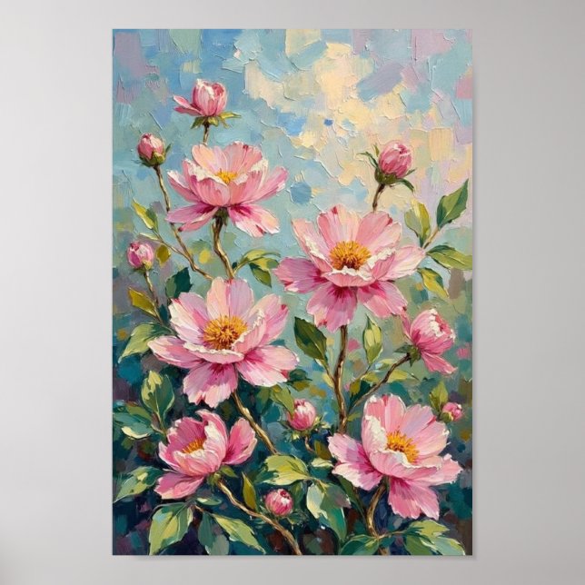 Vintage Peony Garden Floral Art Poster (Front)
