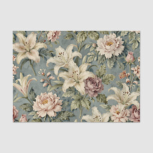 Vintage Peony Lily Floral Pattern Tissue Paper