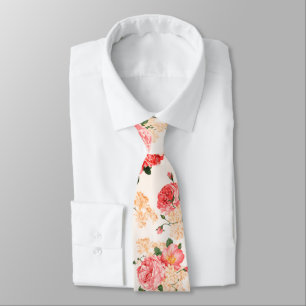 Vintage Peony & Rose Floral - Neck Tie