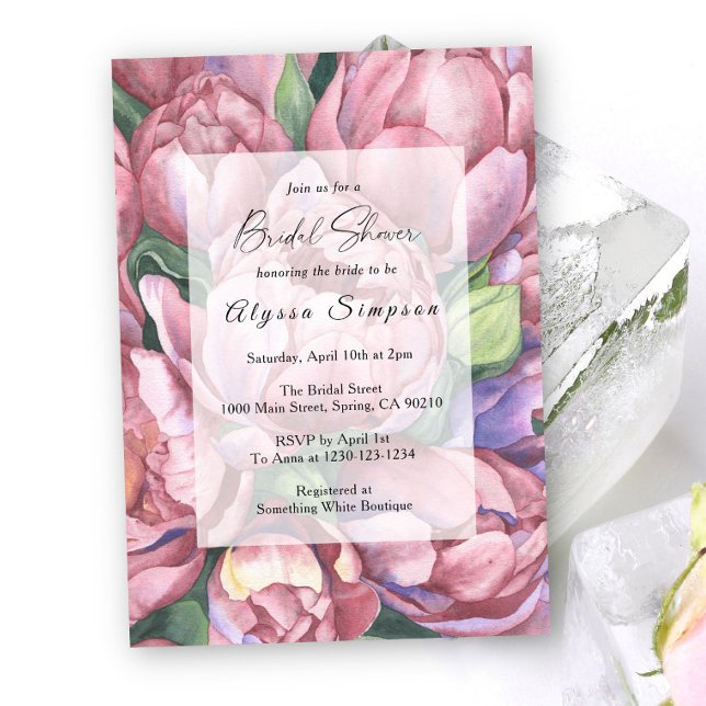 Vintage Peony roses Floral Bridal Shower Invitation (Creator Uploaded)