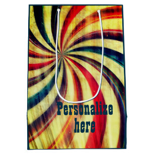 Vintage peppermint candy striped swirl carnival medium gift bag