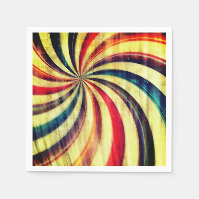 Vintage peppermint candy striped swirl red blue napkin (Front)