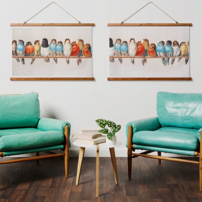 Vintage Perch Of Birds Hanging Tapestry (Living Room)