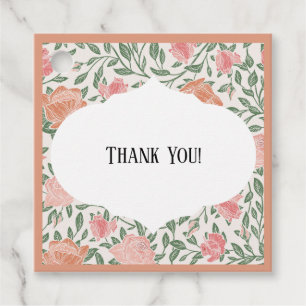 Vintage Perfect Pink & Peach Roses Favour Tags