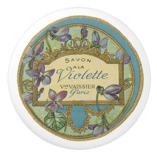 Vintage perfume ad Violette for Paris violets Ceramic Knob