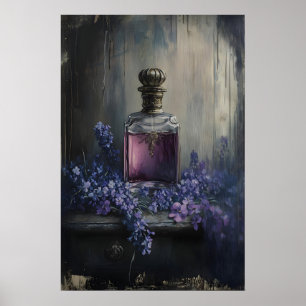 Vintage Perfume Bottle Art Romantic Floral Poster