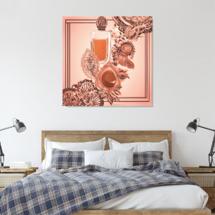 Vintage Perfume Bottle Peach AI art Canvas Print