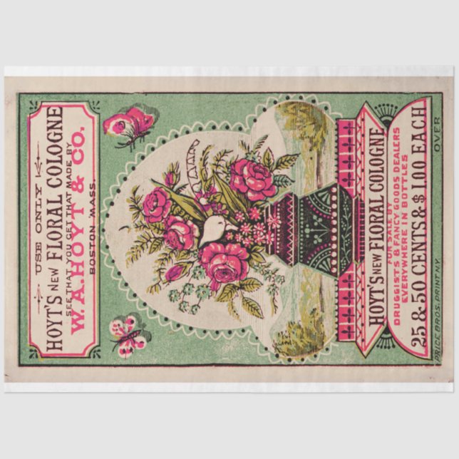 Vintage Perfume Ephemera Decoupage Tissue Tissue Paper (Front)