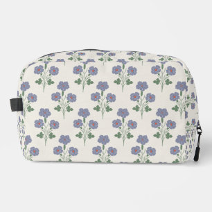 Vintage Periwinkle & Poppy Red Botanical Dopp Kit