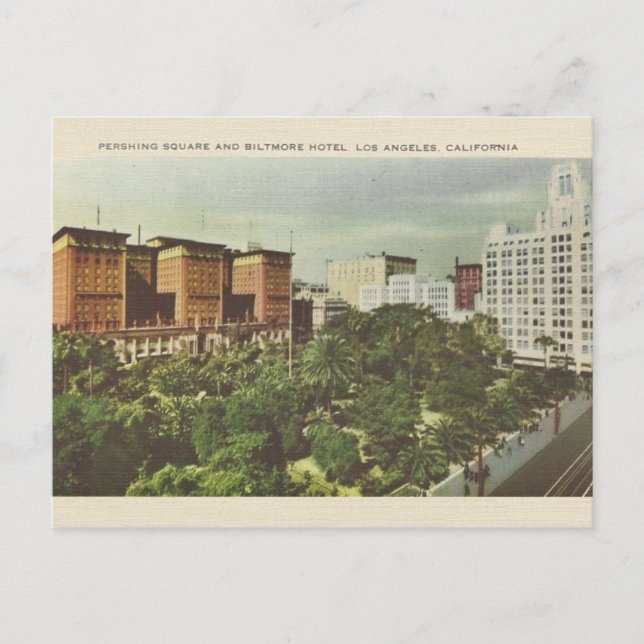 Vintage Pershing Square Los Angeles Postcard (Front)