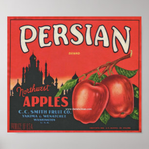 Vintage Persian Brand Northwest Apples Fruit Label Poster