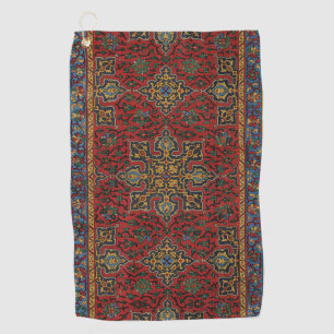 Vintage Persian Rug Pattern Red Blue Arabesque Golf Towel
