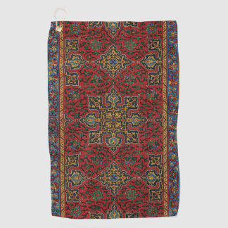 Vintage Persian Rug Pattern Red Blue Arabesque Golf Towel