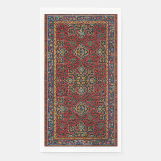 Vintage Persian Rug Pattern Red Blue Arabesque Napkin (Front)