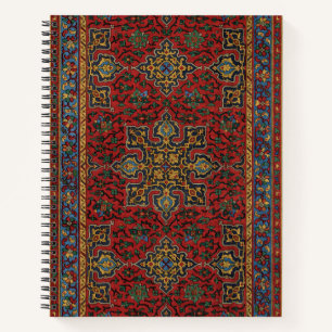 Vintage Persian Rug Pattern Red Blue Arabesque Notebook
