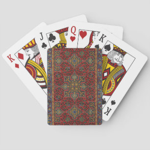 Vintage Persian Rug Pattern Red Blue Arabesque Playing Cards