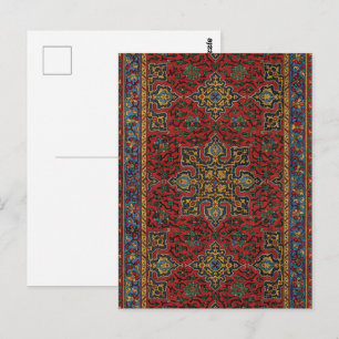 Vintage Persian Rug Pattern Red Blue Arabesque Postcard