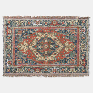 Vintage Persian Style Ornamental Mandala Pattern Throw Blanket