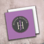 Vintage Personal Monogram Name Logo Pale Purple Card<br><div class="desc">Elevate your note cards with an artistic monogrammed pale purple peach cream typography personal name logo. Use the simple design tool to move, re-size, change colour, or fonts to make it uniquely yours. You may also change the background and font colours. If you need help, contact me through the "message"...</div>