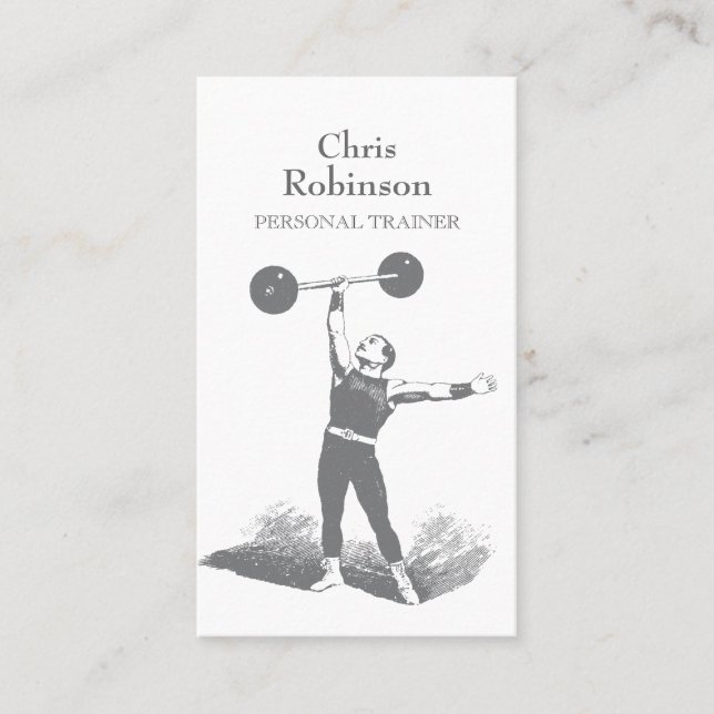 Vintage Personal Trainer Strongman Business Card (Front)