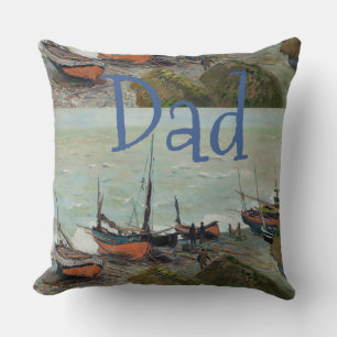 Vintage Personalise  Monet Fishing Boats Cushion