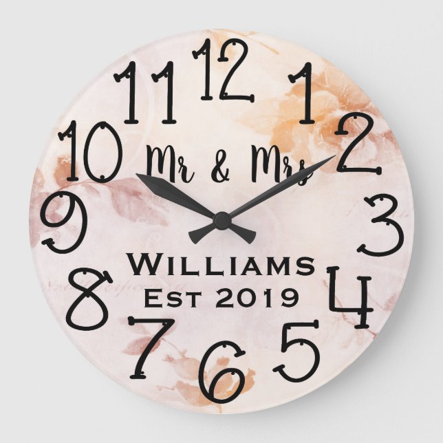 Vintage Personalised Antique Floral Custom Large Clock (Front)
