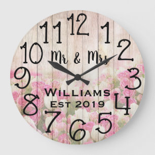 Vintage Personalised Antique Rose Wood Custom Large Clock