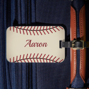 Vintage Personalised Baseball Gift Luggage Tag