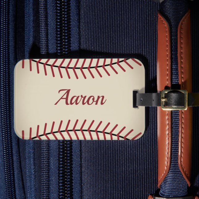 Vintage Personalised Baseball Gift Luggage Tag (Front Insitu 4)