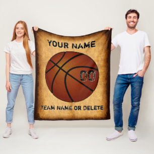 Vintage, Personalised Basketball Blankets, Sherpa  Fleece Blanket