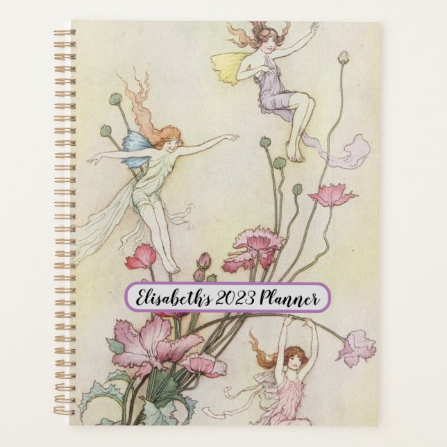 Vintage  Personalised Fairy Illustration, Retro Planner (Front)