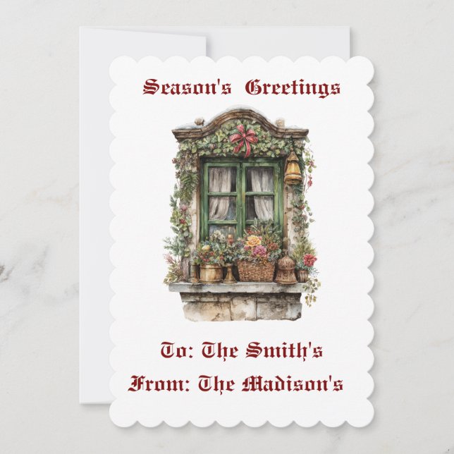 Vintage Personalised Flat Christmas Card (Front)