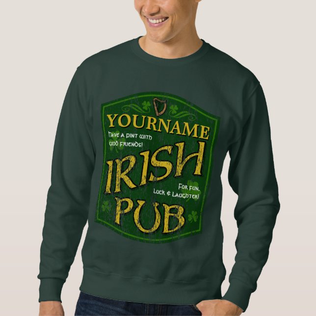 Vintage Personalised Irish Pub Sign Sweatshirt (Front)