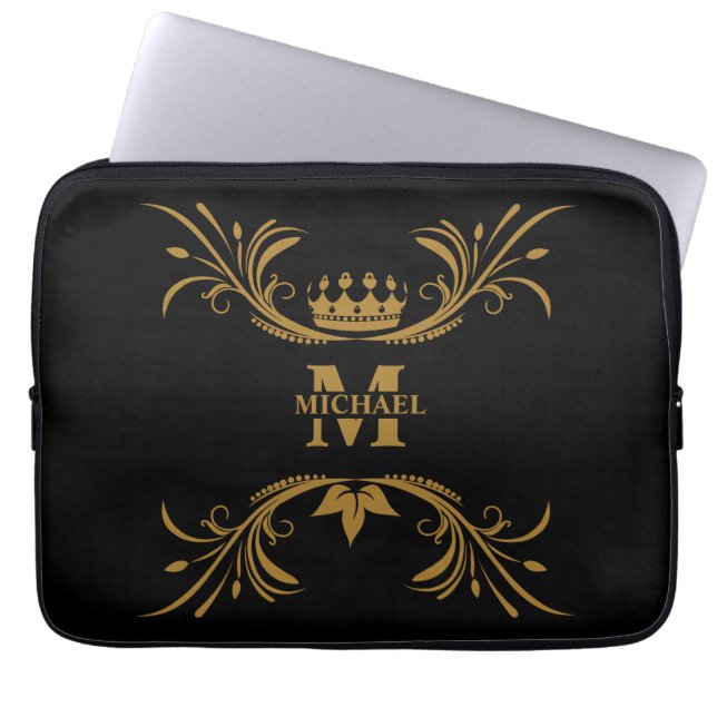 Vintage Personalised Monogram and Name  Laptop Sleeve (Front)