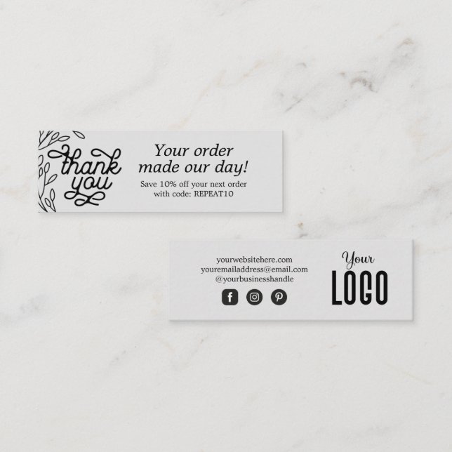 Vintage Personalised Order Thank You Card (Front/Back)