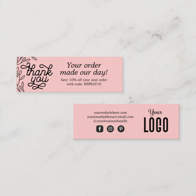 Vintage Personalised Order Thank You Card (Front/Back)