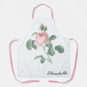 Vintage Personalised Pink Rose Illustration  Apron