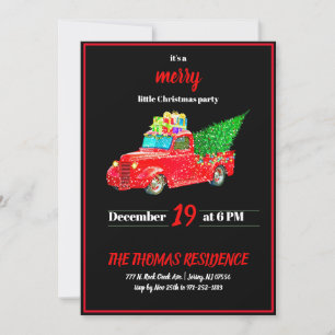 Vintage Personalised Red Truck Christmas Invitation