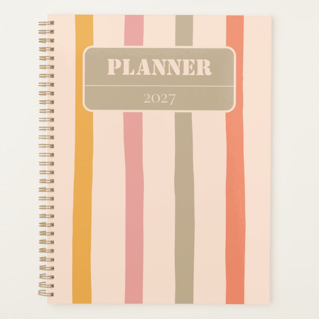 Vintage Personalised Striped  Planner (Front)