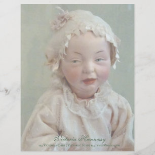 Vintage Personalized Victorian Ancient Girl Doll Custom Letterhead