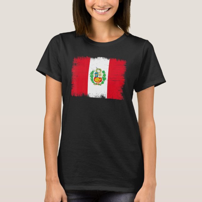 Vintage Peru Flag Peruvian Independence Day T-Shirt (Front)