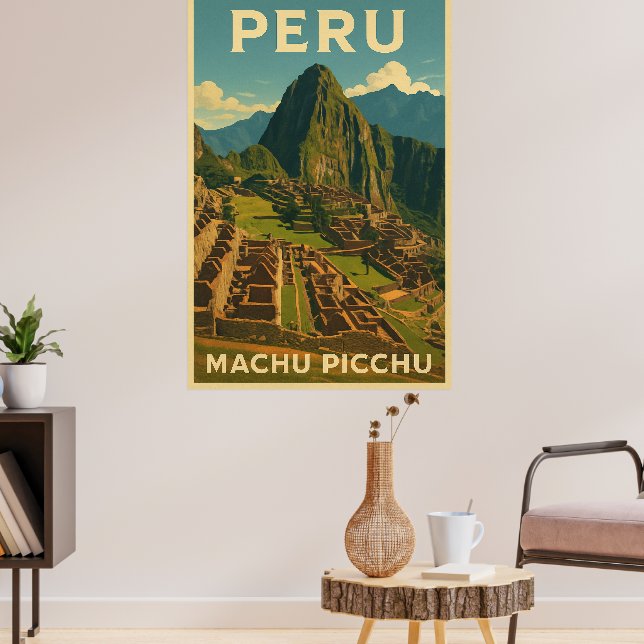 Vintage Peru Machu Picchu Poster (Living Room 3)