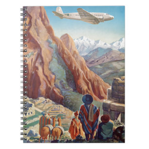 Vintage Peru of the Incas via Pan American Travel Spiral Notebook