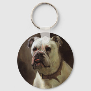 Vintage Pet Animals, Boxer Puppy Dog Portrait Key Ring
