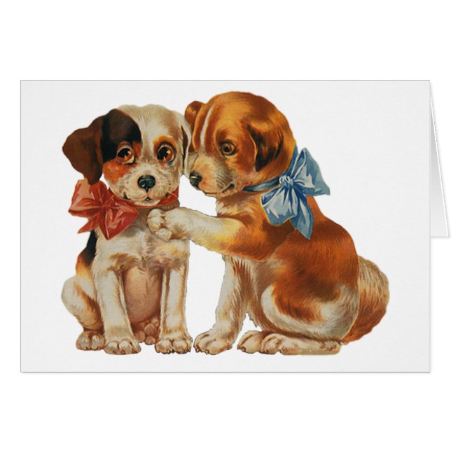 Vintage Pet Animals, Puppy Love Puppies with Bows (Front Horizontal)
